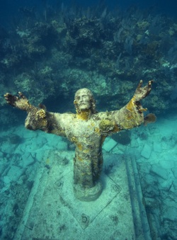 One of the most recognized symbols of Pennekamp Coral Reef State Park has been the underwater statue of Christ of the Abyss. Photos courtesy of <a href="http://www.stephenfrink.com/">Stephen Frink</a>